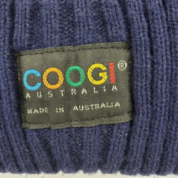 Coogi Australia Basics Navy Blue Cream 3D Textured Knit Sweater Beanie Set XXL - Picture 11 of 15